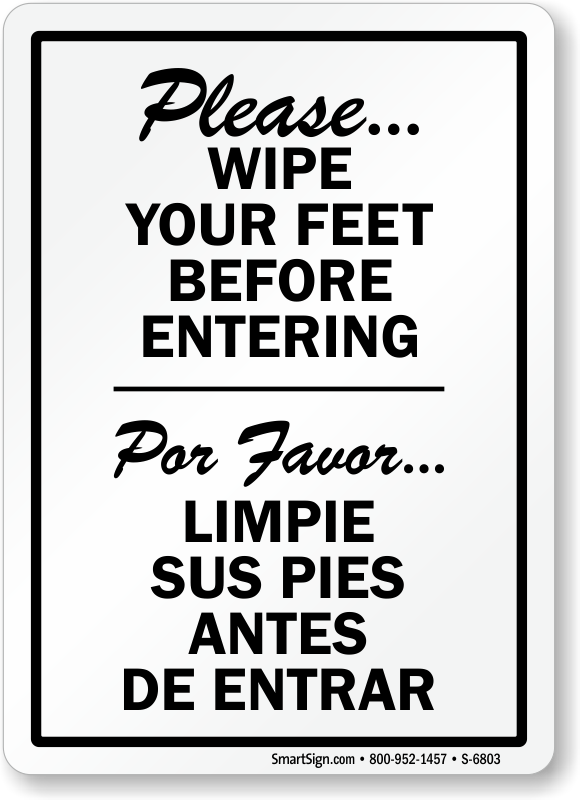 Wipe Feet Before Entering Sign | K2K Signs Australia
