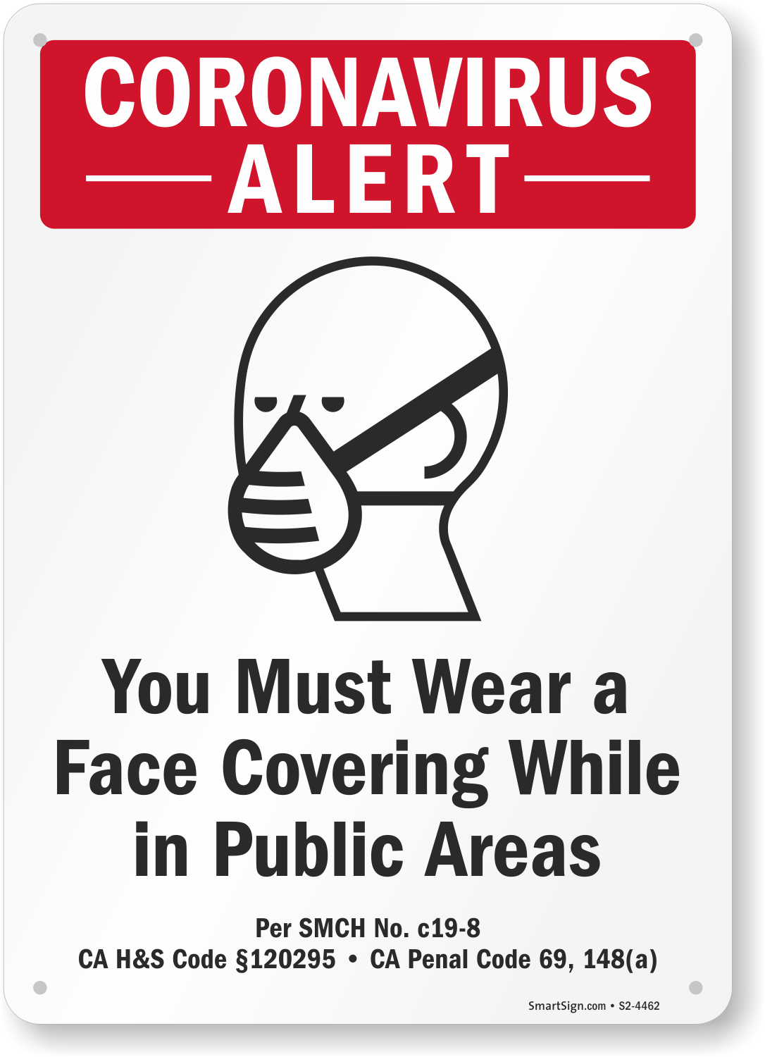 San Mateo County Face Covering Alert Safety Sign