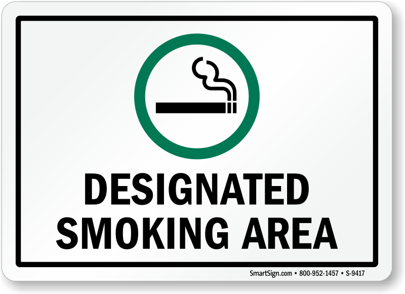 Smoking area sign or sticker 9057 white on green