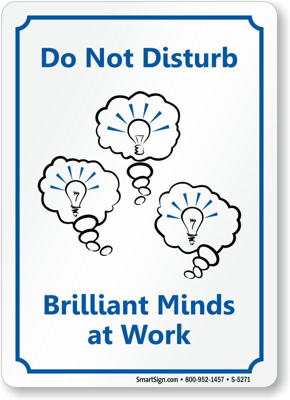 Do Not Disturb Brilliant Minds at Work Sign, SKU: S-5271