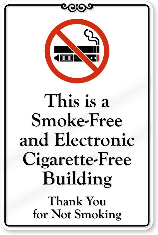 free e cigarette Smoke And Electronic Cigarette-Free Building Engraved Sign, SKU: SE-6297
