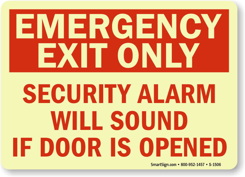 Plastic for Enter/Exit Red 10x7 in Emergency Exit Only Alarm Will Sound Sign 