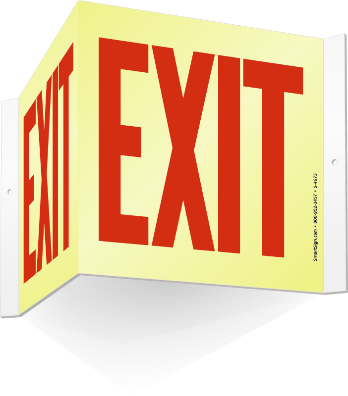 Projecting Exit Sign, Glow-in-the-Dark, SKU: S-4673