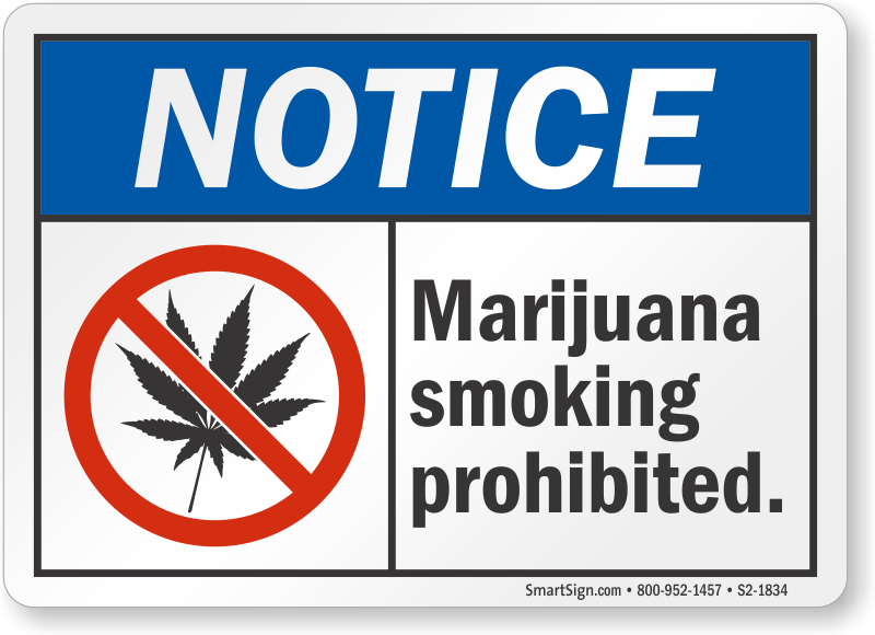 Notice No Marijuana Tobacco Smoking 