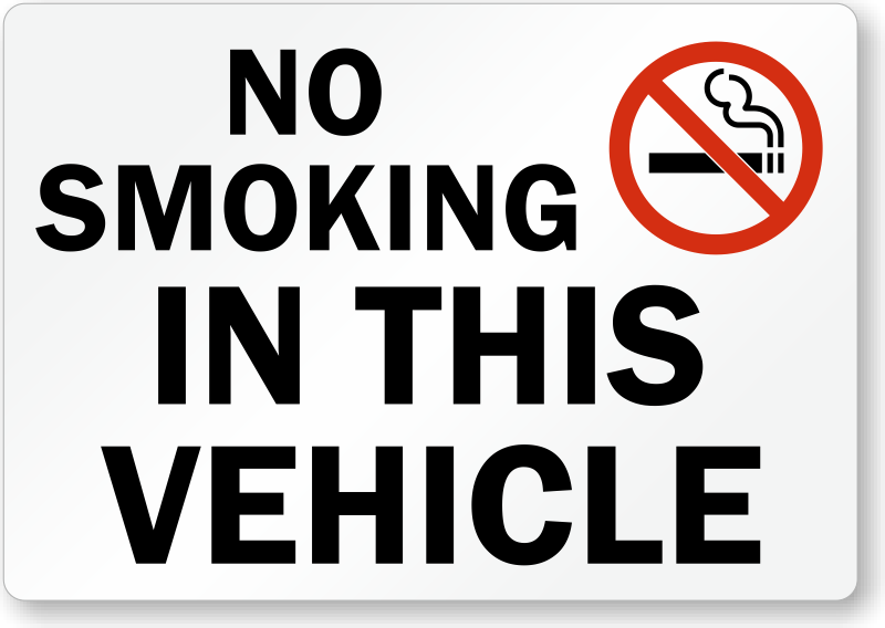 FREE P+P PS55 NO SMOKING ON VEHICLE SIGNS & STICKERS ALL SIZES ALL MATERIALS 