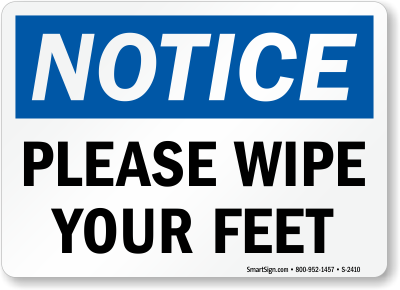 190mm x 60mm Please Wipe Your Feet Sign Self Adhesive Sticker PACK OF 2