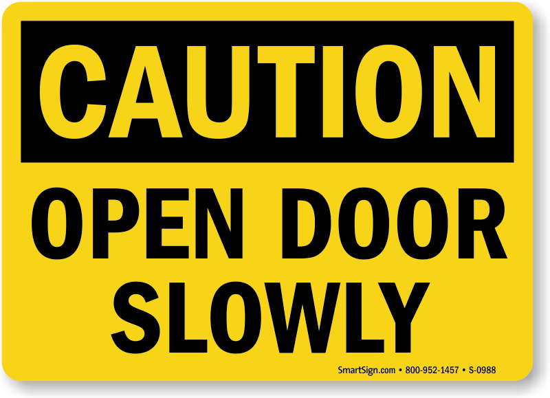Brushed Gold Fancy Open Door Slowly Sign Small 