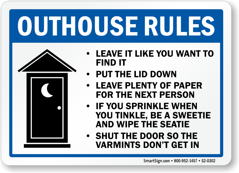 Outhouse Rules Sign, SKU: S2-0302