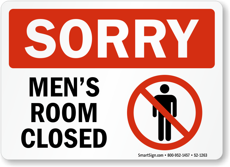 Sorry Mens Room Closed Sign, SKU: S2-1263