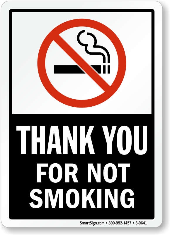 Self Adhesive Signs "THANK YOU FOR NOT SMOKING" 25 x Self Adhesive 8" x 2" 