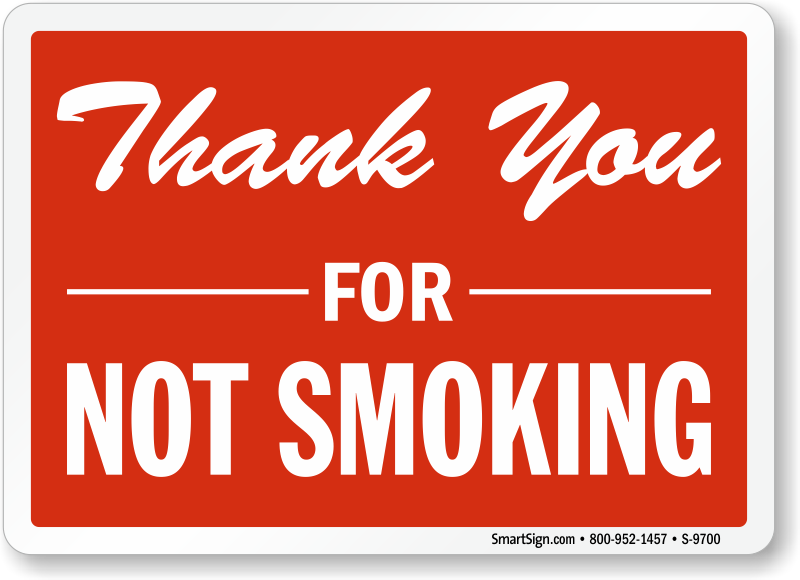 Thank You for Not Smoking Sign, Red, SKU: S-9700