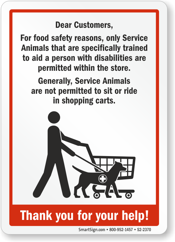 are service dogs allowed in food establishments