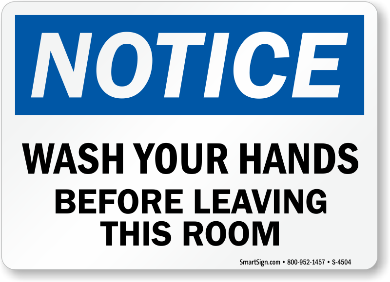 Bilingual Notice Wash Your Hands Before Leaving Room Sign