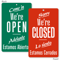 Come In We Are Open Bilingual Be Back Sign