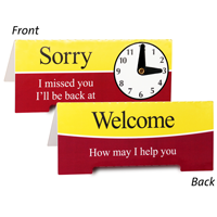 Sorry Missed You Be Back Clock Sign
