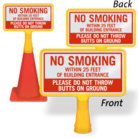 No Smoking Within 25 Feet ConeBoss Sign