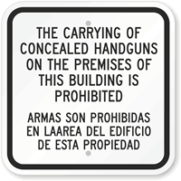 Handguns On The Premises Is Prohibited Sign