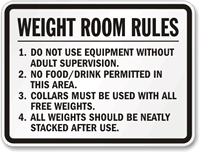 Weight Room Rules Sign