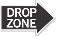 Drop Zone, Right Die-Cut Directional Sign