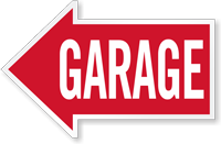 Garage, Left Die-Cut Directional Sign