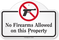 No Firearms Allowed On This Property Dome Top Sign