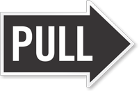 Pull, Right Die-Cut Directional Sign