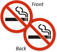 4 CLEAR NO SMOKING NO VAPING STICKERS VIEW BOTH SIDES GLASS STICKER BLACK 70MM 