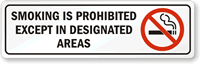 Smoking Is Prohibited Except Designated Areas Label