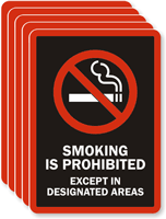 Smoking Prohibited Designated Areas Label