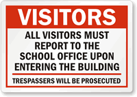 All Visitors Must Report To School Office Label