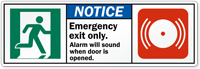 Emergency Exit Only, Alarm Will Sound Label
