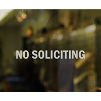 No Soliciting Vinyl Die Cut Glass Window Decal