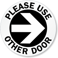 Please Use Other Door Right Arrow Decal