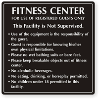 Fitness Center Rules Sign Sign