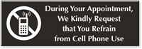 Refrain From Cell Phone Use Engraved Sign