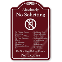 Absolutely No Soliciting ShowCase Sign