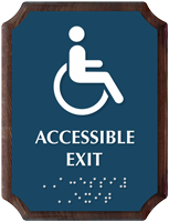 Accessible Exit Braille TactileTouch Wood Plaque