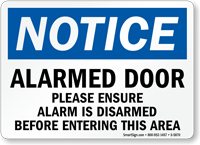 Alarmed Door OSHA Notice Sign