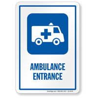 Ambulance Entrance Hospital Sign with Medical Van Symbol