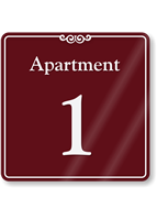 Apartment Number 1 Wall Sign