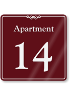 Apartment Number 14 Wall Sign