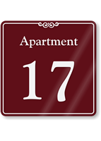 Apartment Number 17 Wall Sign