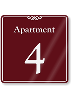 Apartment Number 4 Wall Sign