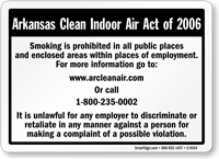 Arkansas Clean Indoor Air Act 2006 Sign