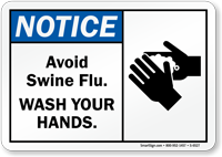 Notice Avoid Swine Flu Sign