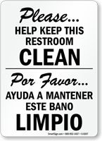 Keep Restroom Clean Bilingual Sign