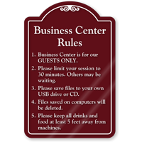 Business Center Rules ShowCase Sign