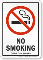 California No Smoking Sign