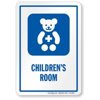 Children's Room Sign with Teddy Symbol