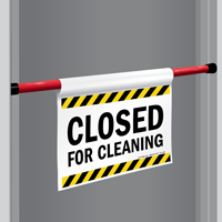 Closed For Cleaning Door Barricade Sign